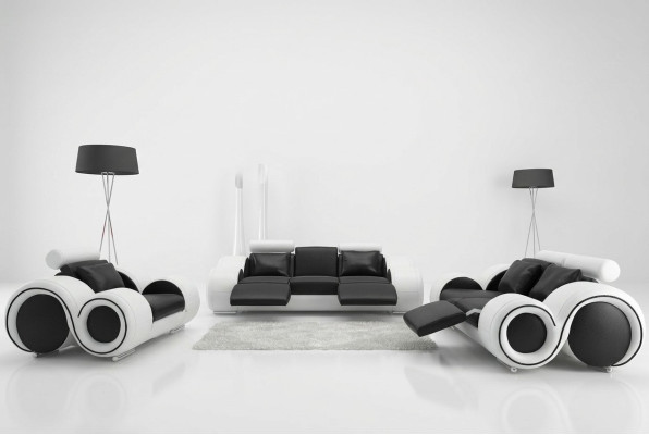Ledersofa mit USB Wohnlandschaft 3+2+1 Sitzer Garnitur Design Modern Sofa A1163D