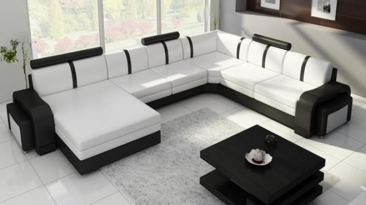 Ecksofa Eckcouch NEU Wohnlandschaft Sofa Polster Ledersofa mit USB Ledergarnitur