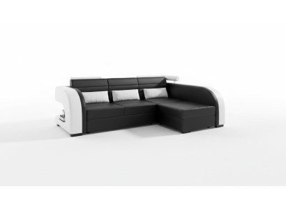 Leder Sofa mit USB Polster Ecksofa Wohnlandschaft Polsterecke Sofa Bergamo Couch