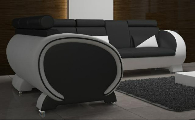 Ecksofa mit USB Ledersofa Ledergarnitur Eckcouch Design Sofa Leder Couch "VIGO"