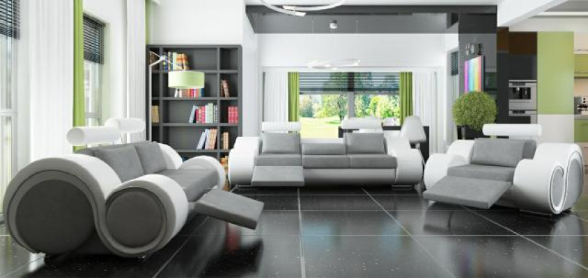 DESIGNER SOFA+USB SOFAGARNITUR 3/2/1 SITZER RELAX COUCH POLSTERGARNITUR TEXTIL