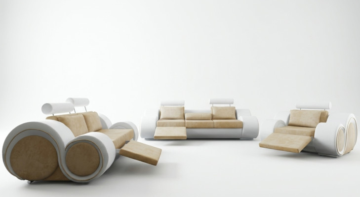 DESIGNER SOFA+USB SOFAGARNITUR 3/2/1 SITZER RELAX COUCH POLSTERGARNITUR TEXTIL