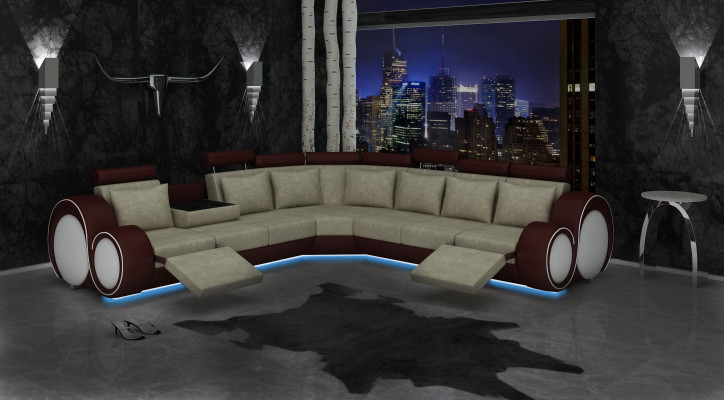 Textil Sofa USB Designer Sofas Couch Eckgarnitur Eckcouch Polster Wohnlandschaft
