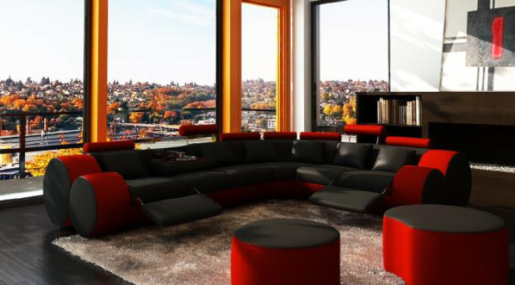 Designer Ledersofa+USB Eckcouch Sofa Ledercouch Sofa Wohnlandschaft Made In EU