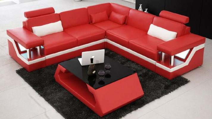 XXL Ledersofa mit USB Garnitur Wohnlandschaft Eckcouch Leder Ecksofa HAMBURG II