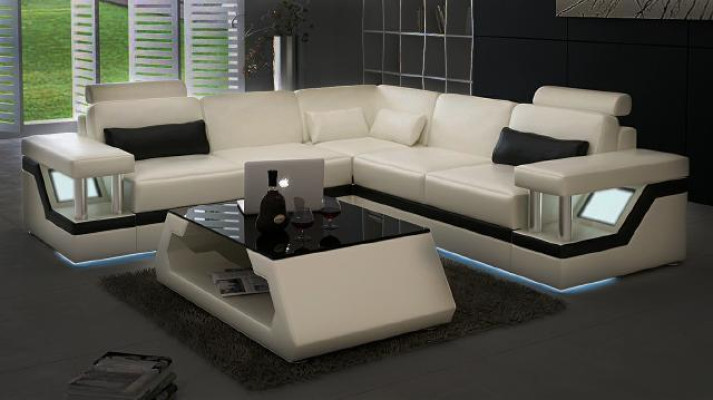 XXL Ledersofa mit USB Garnitur Wohnlandschaft Eckcouch Leder Ecksofa HAMBURG II