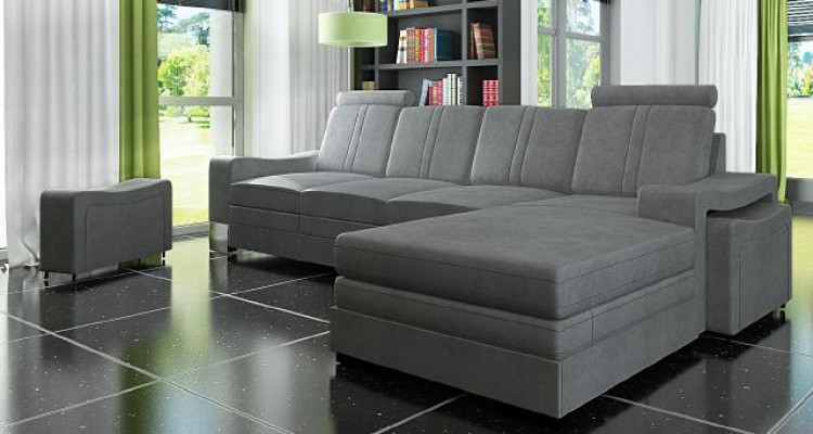 Textilcouch mit USB Stoffsofa Stoffcouch Ecksofa Sofa Polster Garnitur Ecke Neu