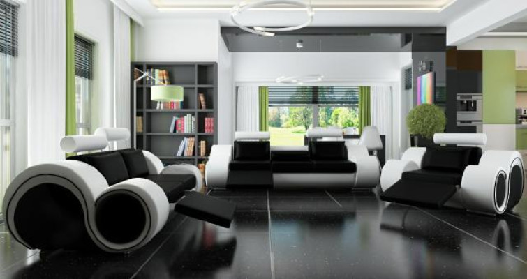 Leder Sofa Sofagarnitur 321 Sitz USB Couchgarnitur Polstergarnitur BERLIN Couch