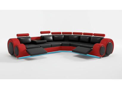 Leder Sofa mit USB Design Sofa Ledercouch Wohnlandschaft Eckcouch "BERLIN"