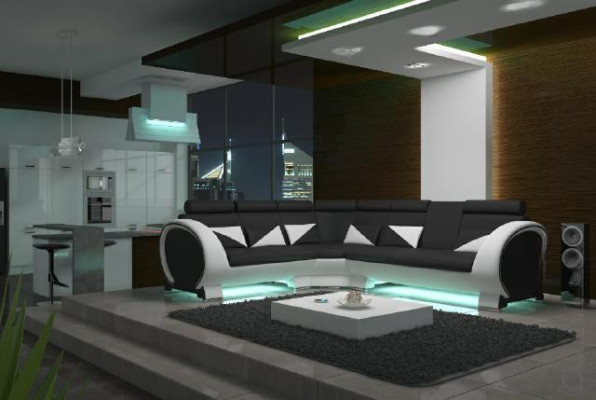 ECKSOFA ECKCOUCH DESIGN *FARBWAHL* SOFA +USB,LEDER LEDERSOFA LEDERGARNITUR