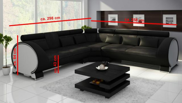 Ecksofa VIGO "LT01" Eckcouch + USB,Sofa Eckgarnitur Ledersofa Leder Textil Stoff