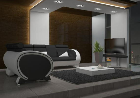 ECKSOFA LEDERSOFA LEDERGARNITUR ECKCOUCH DESIGN SOFA mit USB LEDER COUCH