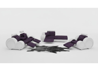 Sofa Garnitur Leder & Textil Stoff + USB,Sofagarnitur 3+Chaise+1 Wohnlandschaft