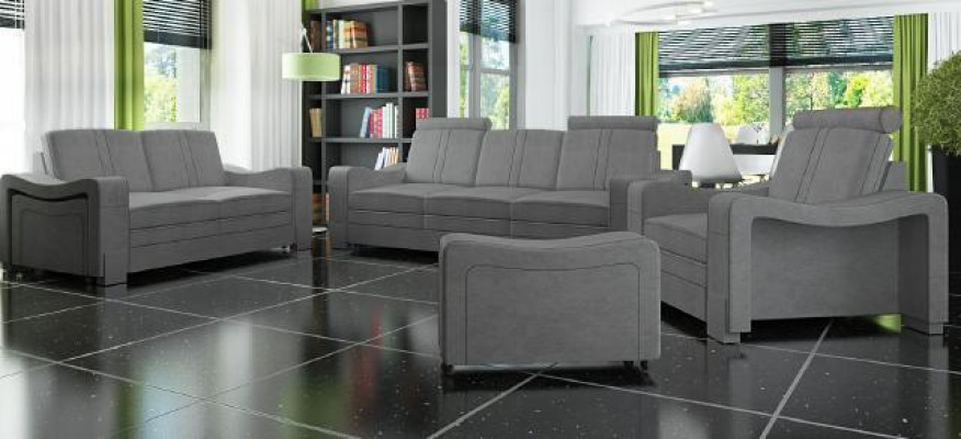 Sofagarnitur Textil Polster Sofa mit USB Garnitur Stoffsofa 3+2+1 Wohnlandschaft