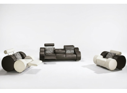 LEDERSOFA mit USB LEDER GARNITUR 3+2+1 SITZER POLSTERGARNITUR DESIGNER SOFA NEU