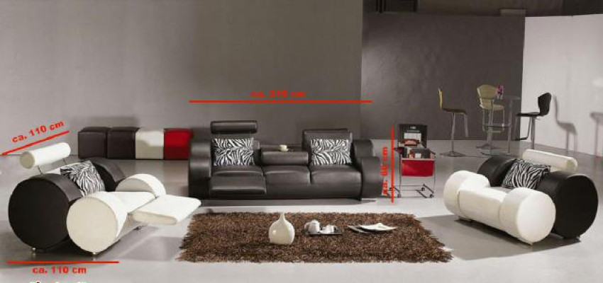 LEDERSOFA LEDER COUCH 3+2+1 mit USB POLSTERGARNITUR DESIGNER SOFA NEU GARNITUR