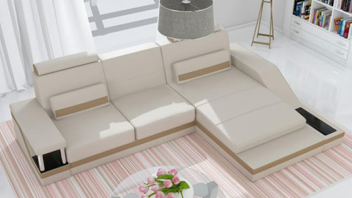 Ecksofa Wohnlandschaft Sofa +USB Eck Garnitur Leder Textil Stoff Maßanfertigung