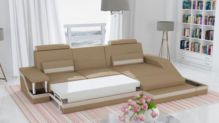Ecksofa Wohnlandschaft Sofa +USB Eck Garnitur Leder Textil Stoff Maßanfertigung