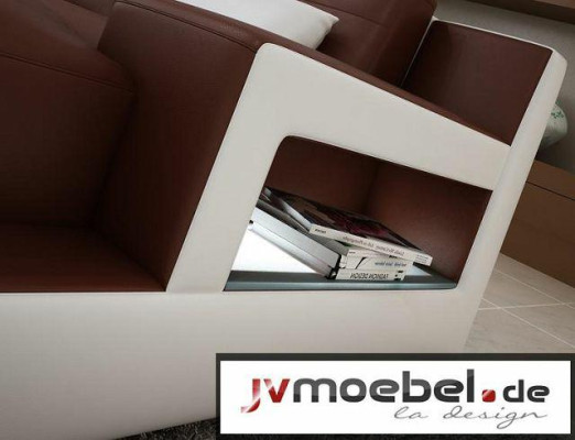 LEDERSOFA ECKSOFA mit USB SOFA COUCH GARNITUR WOHNLANDSCHAFT BETTFUNKTION NEU