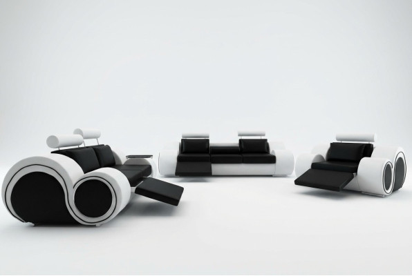 Sofa mit USB,Polster Garnitur 3+2 Sitz Designer Sofa Ledersofa Massfertigung