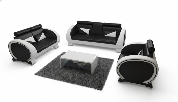LEDERSOFA USB DESIGN GARNITUR 3+1 Massfertigung POLSTERGARNITUR POLSTER SOFA NEU