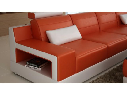 Wohnlandschaft Sofa USB Polster Ecke Ecksofa Garnitur Massfertigung Leder Sofa
