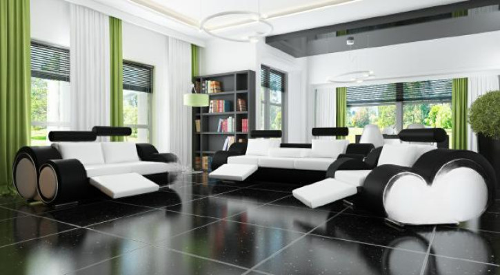 Sofa Polster 3+2 Sitz mit USB Sofa Ledersofa Massanfertigung Couch Garnitur Neu