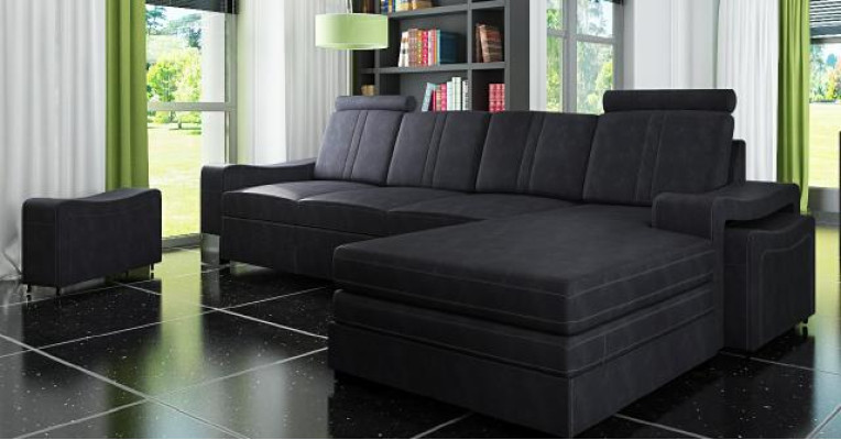 Stoffcouch mit USB Sofa Polster Garnitur Ecke Neu Textilcouch Eckcouch Stoffsofa