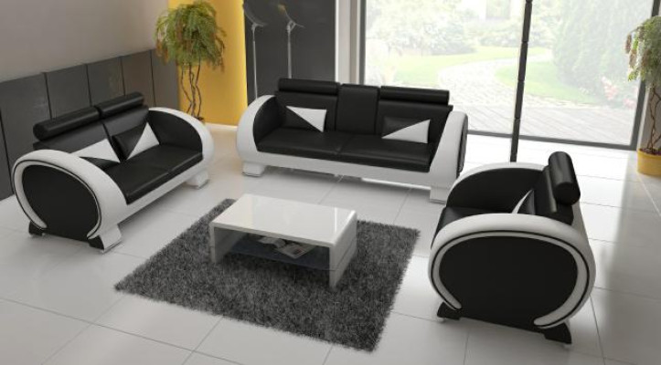 LEDERSOFA mit USB DESIGNERSOFA GARNITUR 3+1 COUCH POLSTERGARNITUR POLSTER SOFA