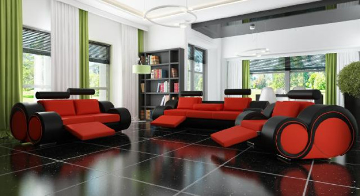 Sofa BERLIN Polster Couch Garnitur 3+2 Sitz Designer Sofa Ledersofa mit USB Neu