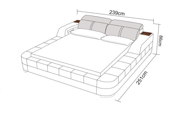 Luxus Lederbett USB Design Polsterbetten Doppel Modernes Ehe140/160/180 LB8823