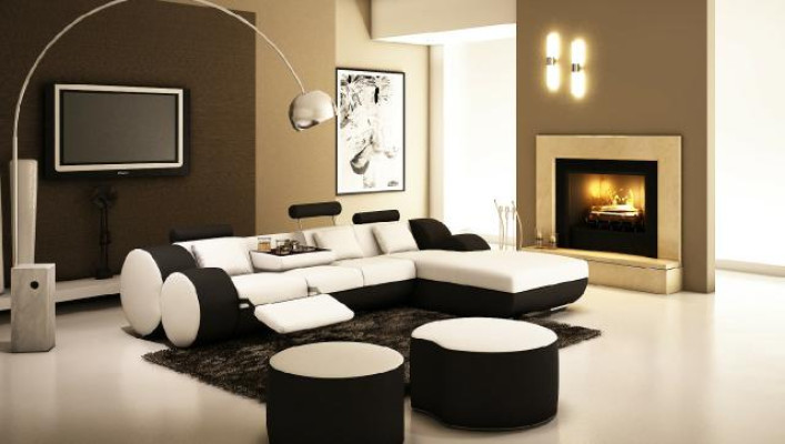Designer Leder Ecksofa Wohnlandschaft Ledercouch+ USB Garnitur Eckcouch Madrid