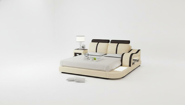 Design Bett XXL Big Betten Leder Hotel Polster 180x200 Multifunktion Regal USB