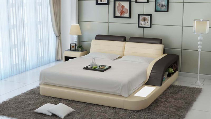 Modernes Schlafzimmer Bett Hochwertiges Design Betten Polster Multifunktion +USB
