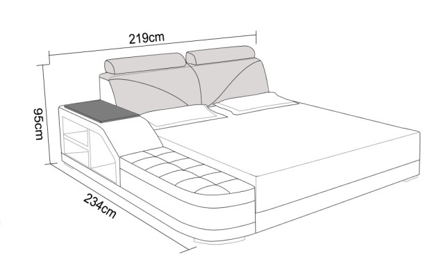 Design Polster Doppel Bett Moderne Schlafzimmer Betten 140x200cm + USB & Regal
