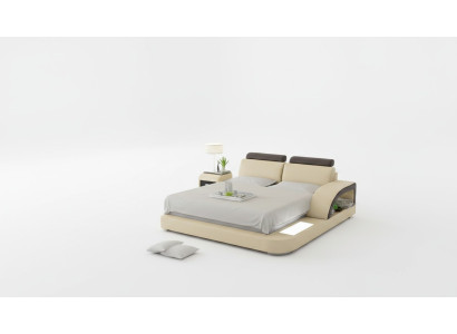 Design Polster Doppel Bett Moderne Betten Schlafzimmer mit USB & Regal 160x200cm