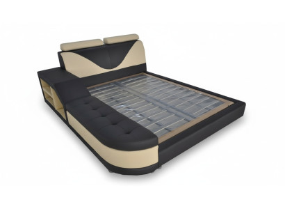 Design Multifunktion Bett XXL Big Betten Leder Hotel Polster 180x200 Regal USB