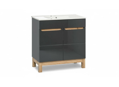 Grauer Waschtisch mit Unterschrank Hochwertige Waschbecken