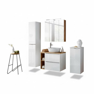 Design Badezimmer Möbel Bad 5 tlg. Set Garnitur Deko Schrank Waschbecken
