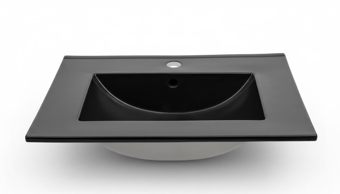 Keramik Waschbecken Waschtisch Einbau Schwarze Platte Design Becken