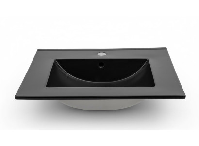 Keramik Waschbecken Waschtisch Einbau Schwarze Platte Design Becken