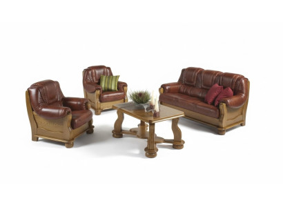 Klassische Garnitur 3+2+1 Sitzer Sofagarnitur Couch Sofa 100% Leder Sofa Polster