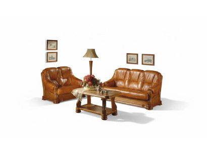 Garnitur 3+2 Sitzer Couch Polster Sitz Set 100% Italienisches Leder Garnituren