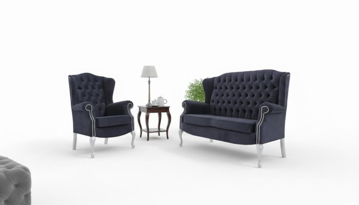 Klassische Chesterfield Zweisitzer 2er Sitzer Sofa Couch Polster Samt Couchen