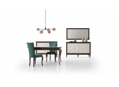 Garnitur Komplett Set Esstisch + 4 Stühle Esszimmer Gruppe Holz Tisch
