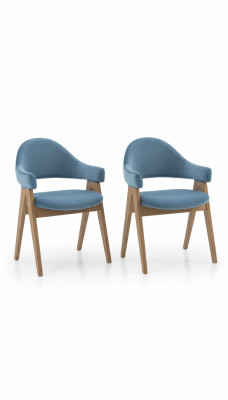 Set 2x Stuh Luxus Design Polster Massiv Holz Stühle Sitz Büro Office Esszimmer