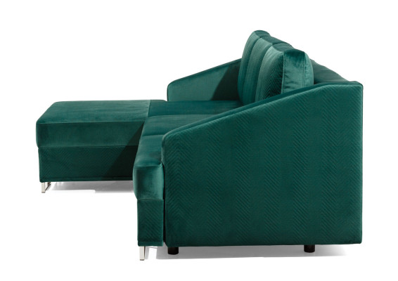Luxus Ecksofa Couch - Smaragd Grüne Sofa Polster Eckgarnitur Bettfunktion neu