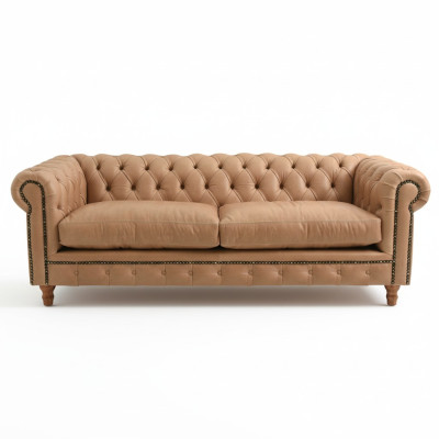 Design Leder Sofa Couch - Chesterfield Polster Dreisitzer 220cm