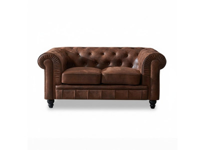 Mens Club Chesterfield Sofa Couch Leder Polster 2 Sitzer Braun NEW jvmoebel ®