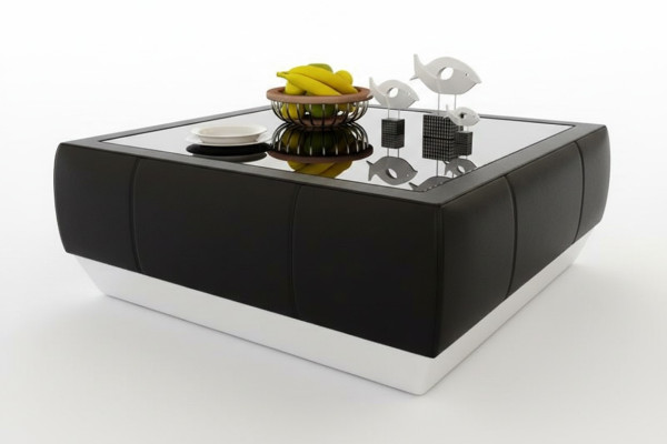 Gepolsterte Sofa Tische Schwarzer Couchtisch Glastisch Beistell Moderner